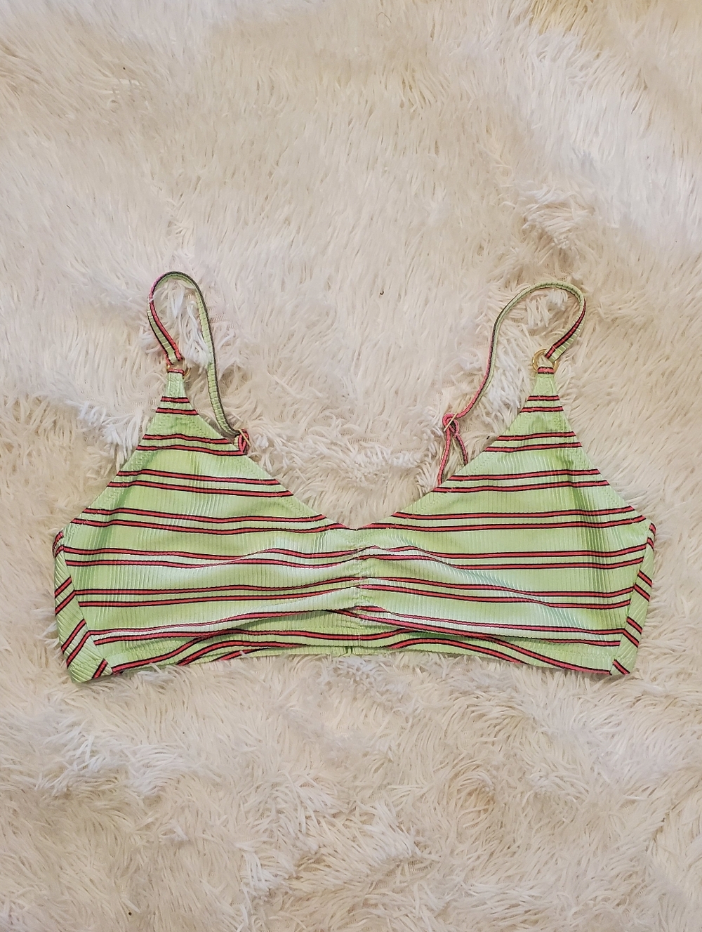 aerie Mint Green Striped Bikini Top - Picture 2 of 8